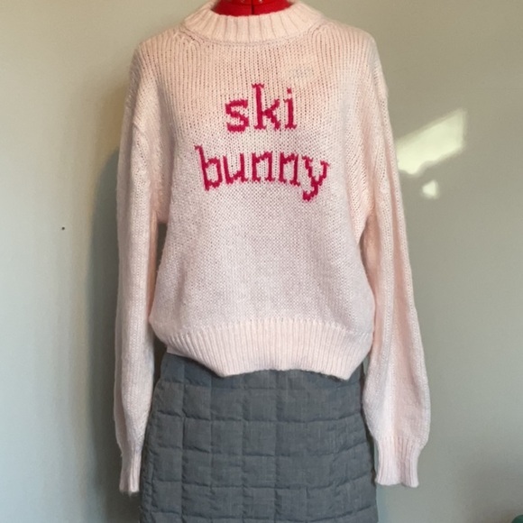 Wooden Ships pink “Ski Bunny” oversized sweater size xs - Picture 1 of 5